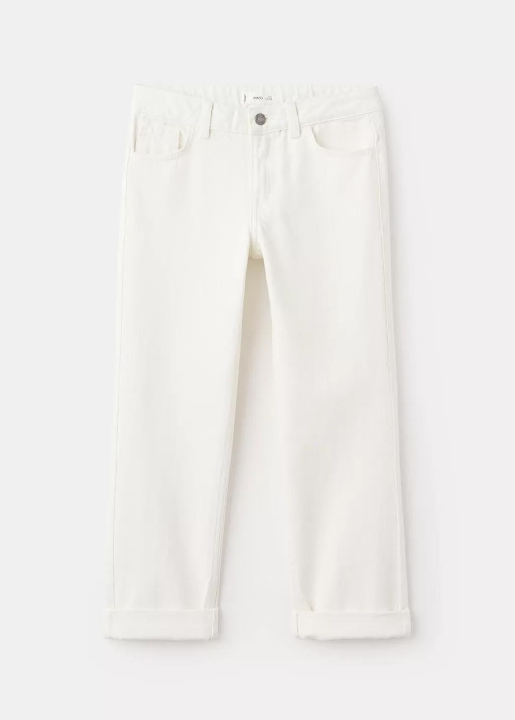 White Mid-Rise Straight Jeans, Kids Boy, White, large image number 7