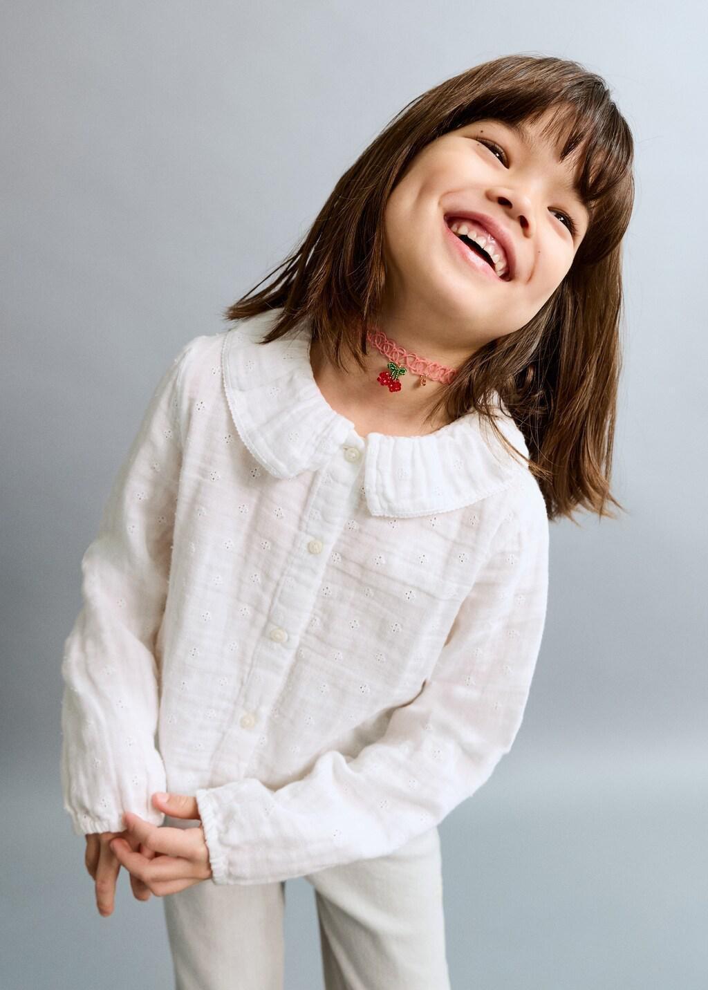 White Blouse With Peter Pan Collar, Baby Girl, White, large image number 3