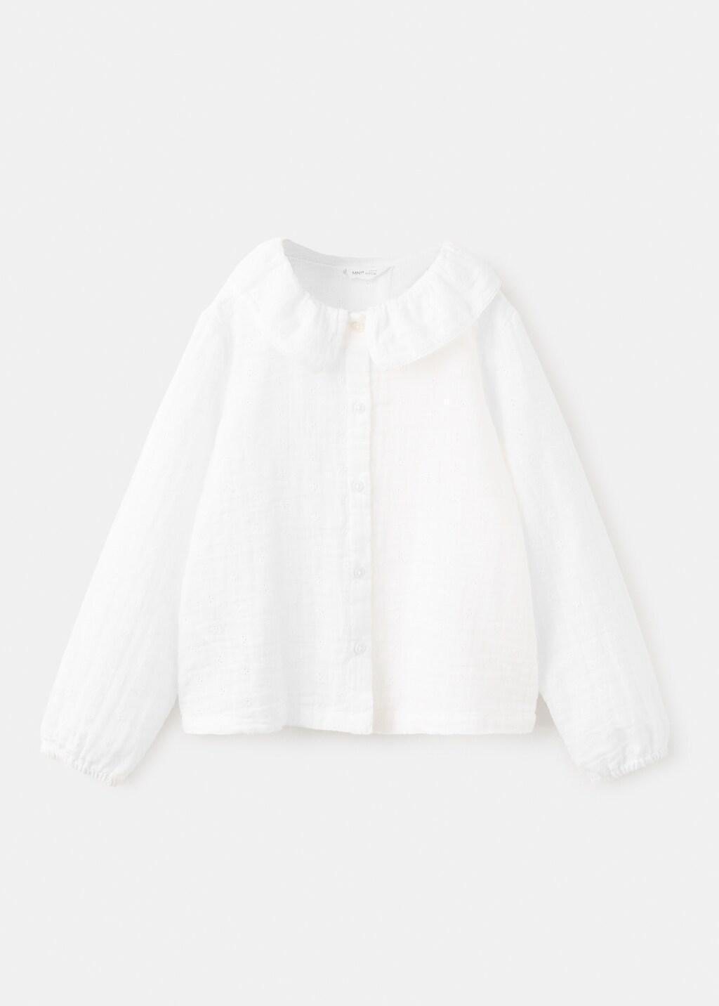 White Blouse With Peter Pan Collar, Baby Girl, White, large image number 6