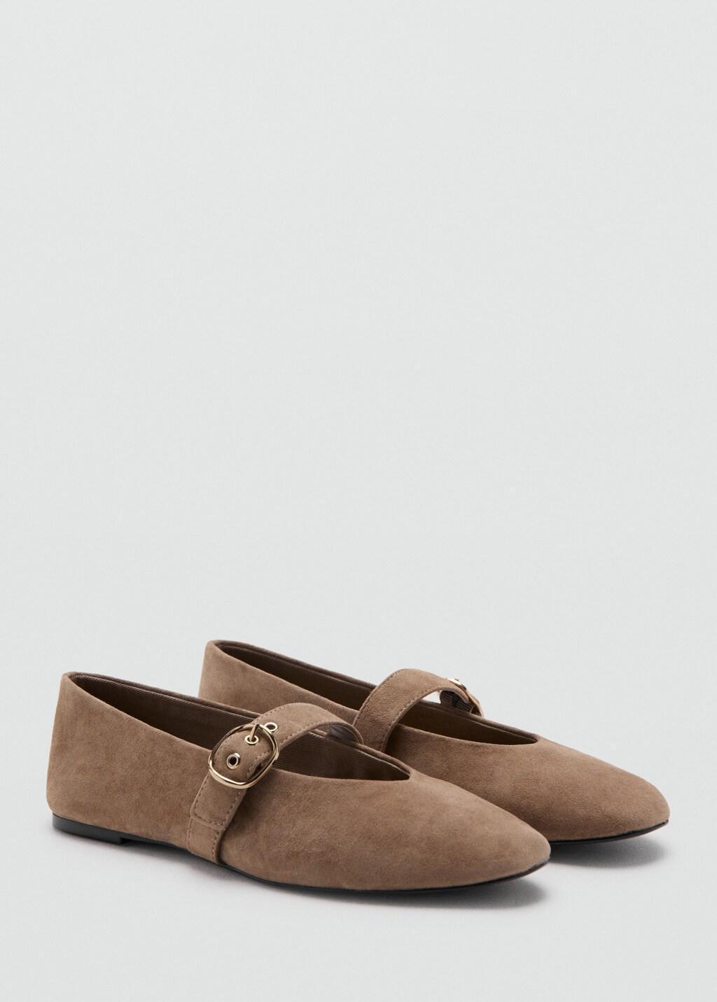 Brown Suede Leather Ballet Flats, 0201_07, large image number 1