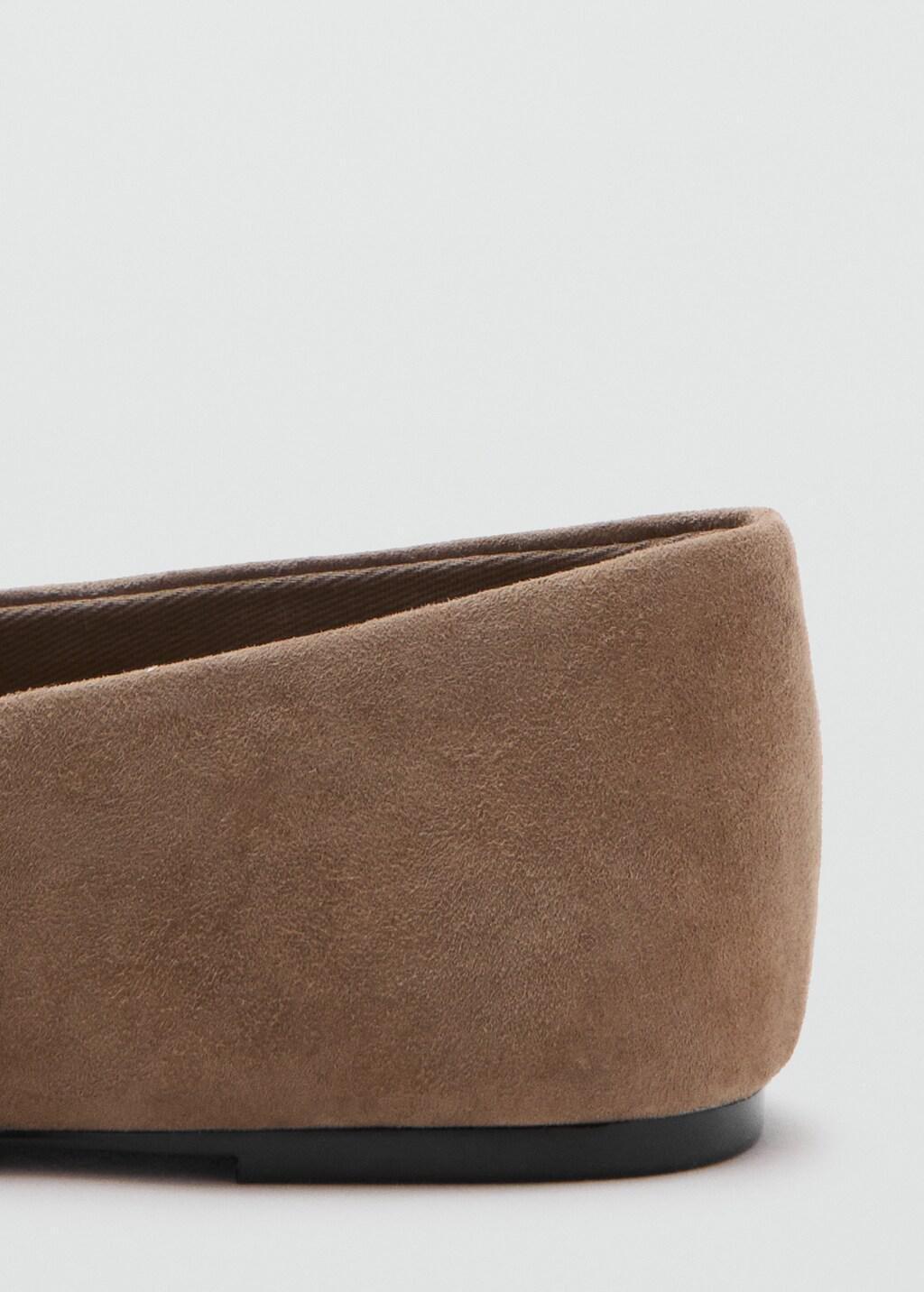 Brown Suede Leather Ballet Flats, 0201_07, medium