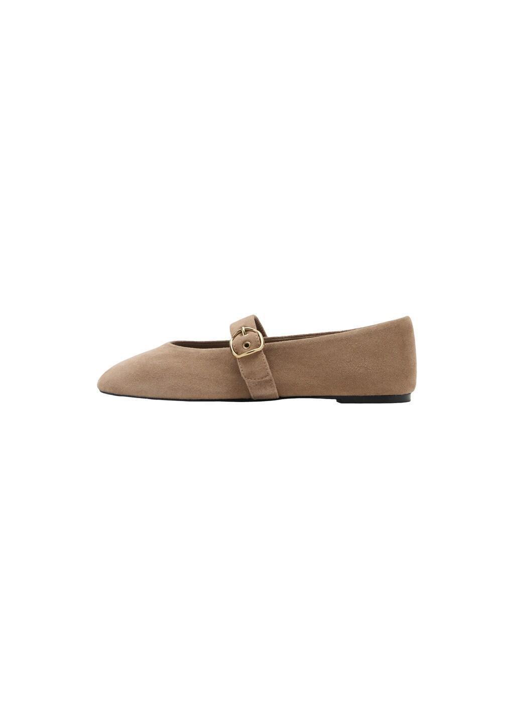 Brown Suede Leather Ballet Flats, 0201_07, large image number 3