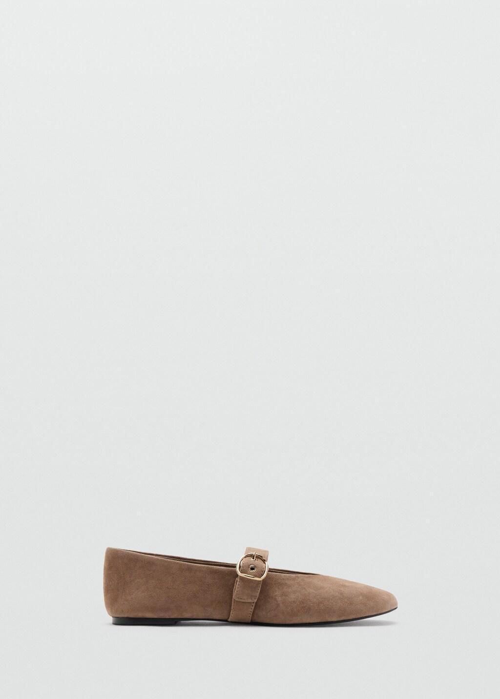 Brown Suede Leather Ballet Flats, 0201_07, large image number 4
