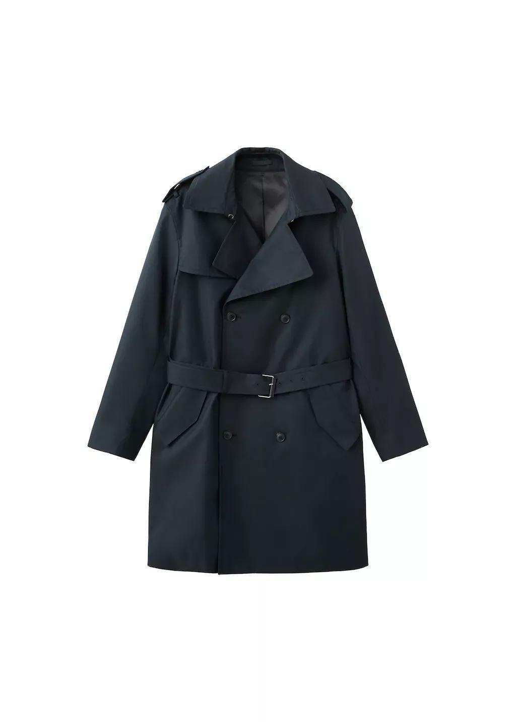 Navy Water-Repellent Belted Trench Coat, Navy, large image number 7
