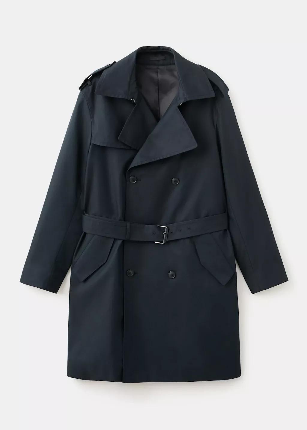 Navy Water-Repellent Belted Trench Coat, Navy, large image number 8
