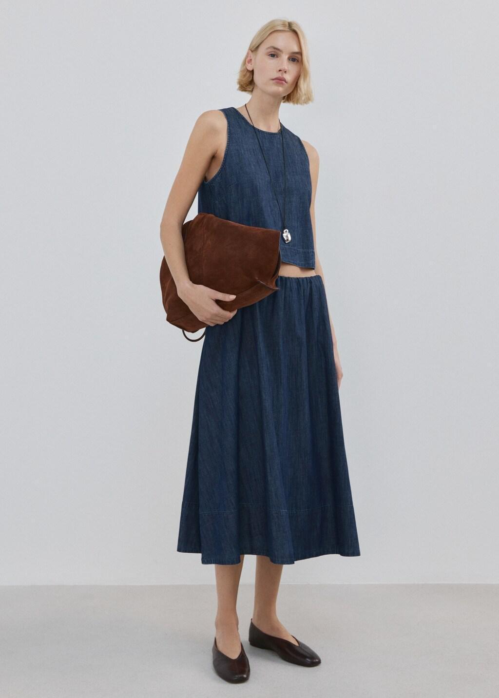 Blue Denim Top With Seam Detail, Open Blue, large image number 0