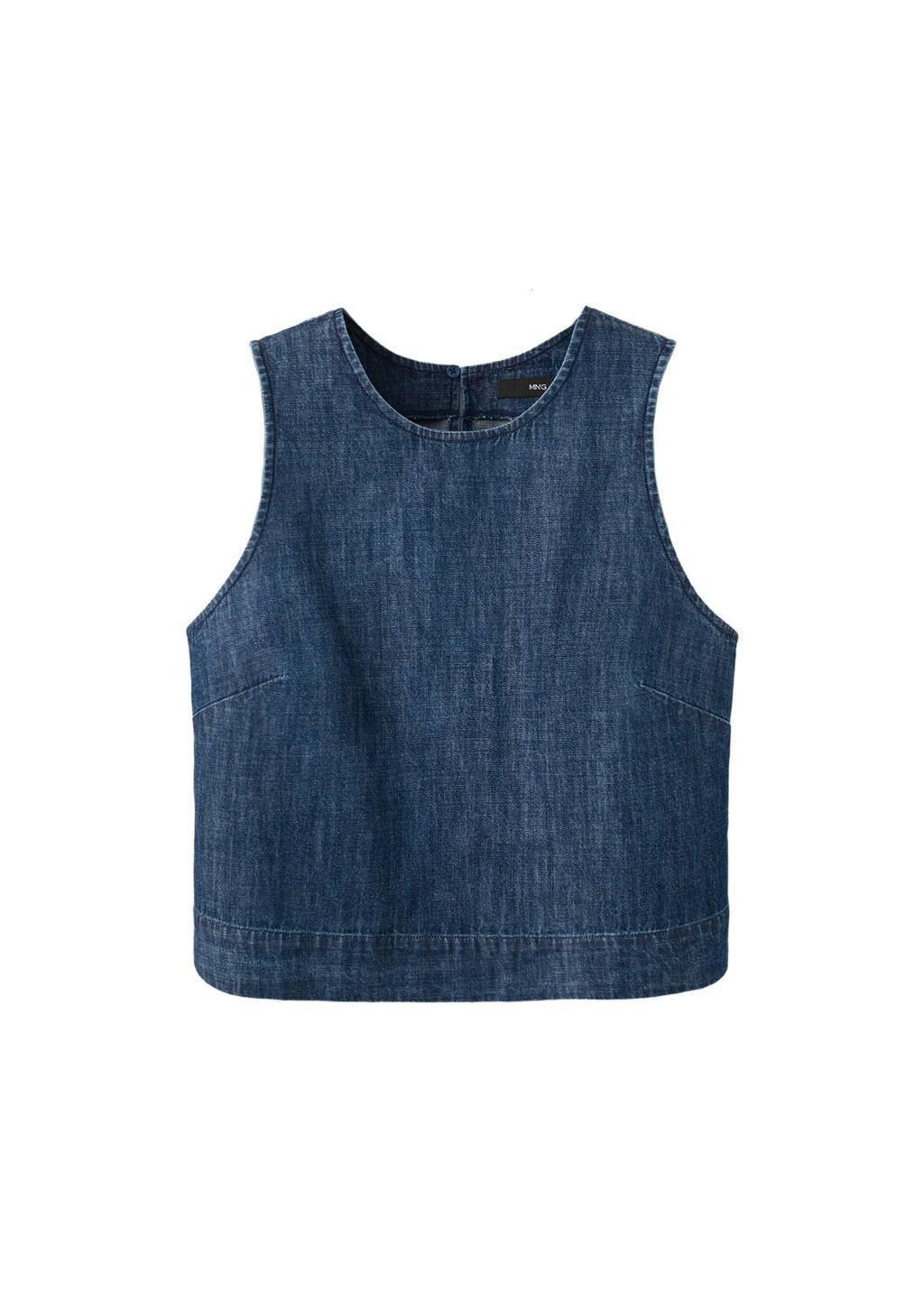 Blue Denim Top With Seam Detail, Open Blue, large image number 6