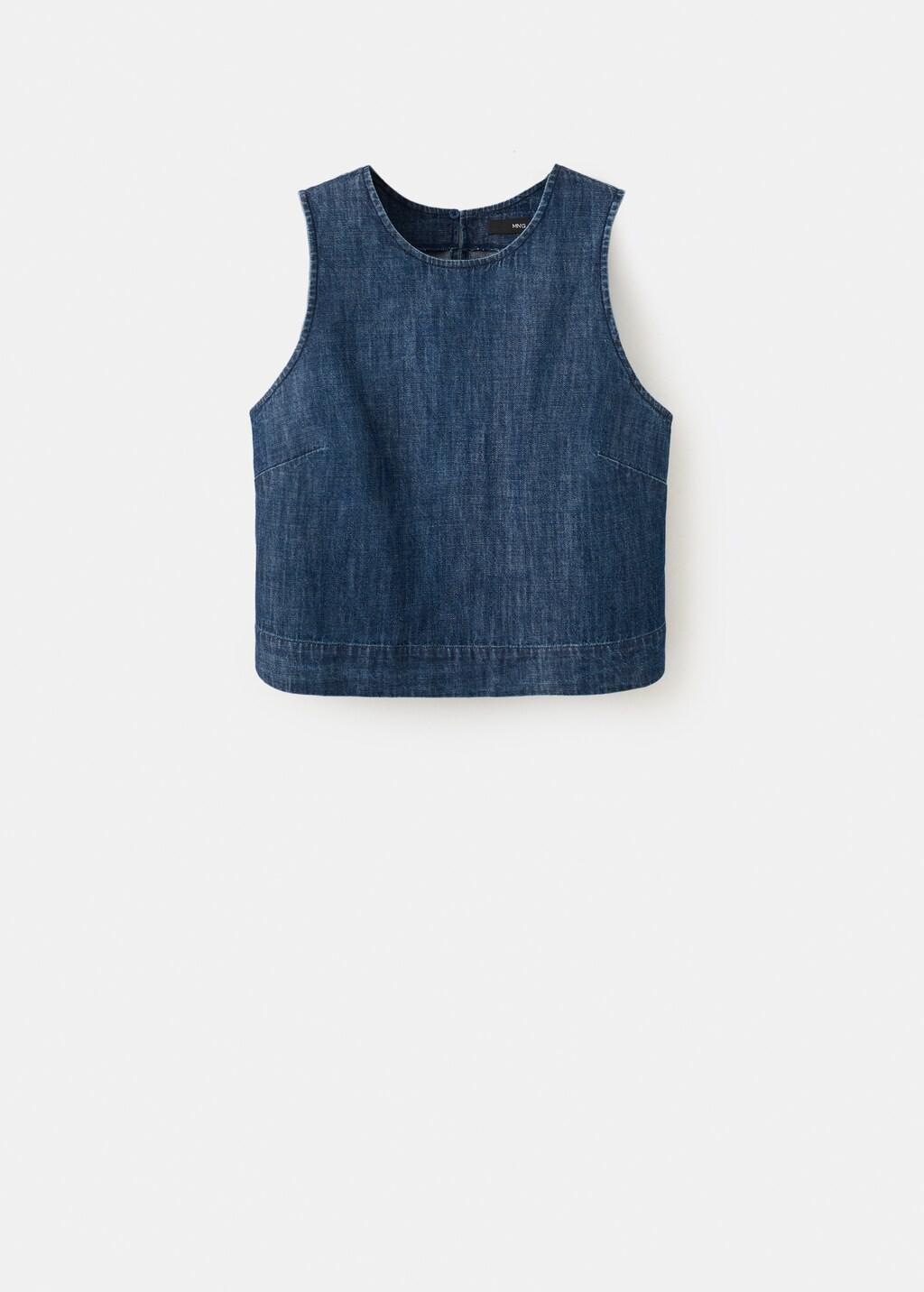 Blue Denim Top With Seam Detail, Open Blue, large image number 7