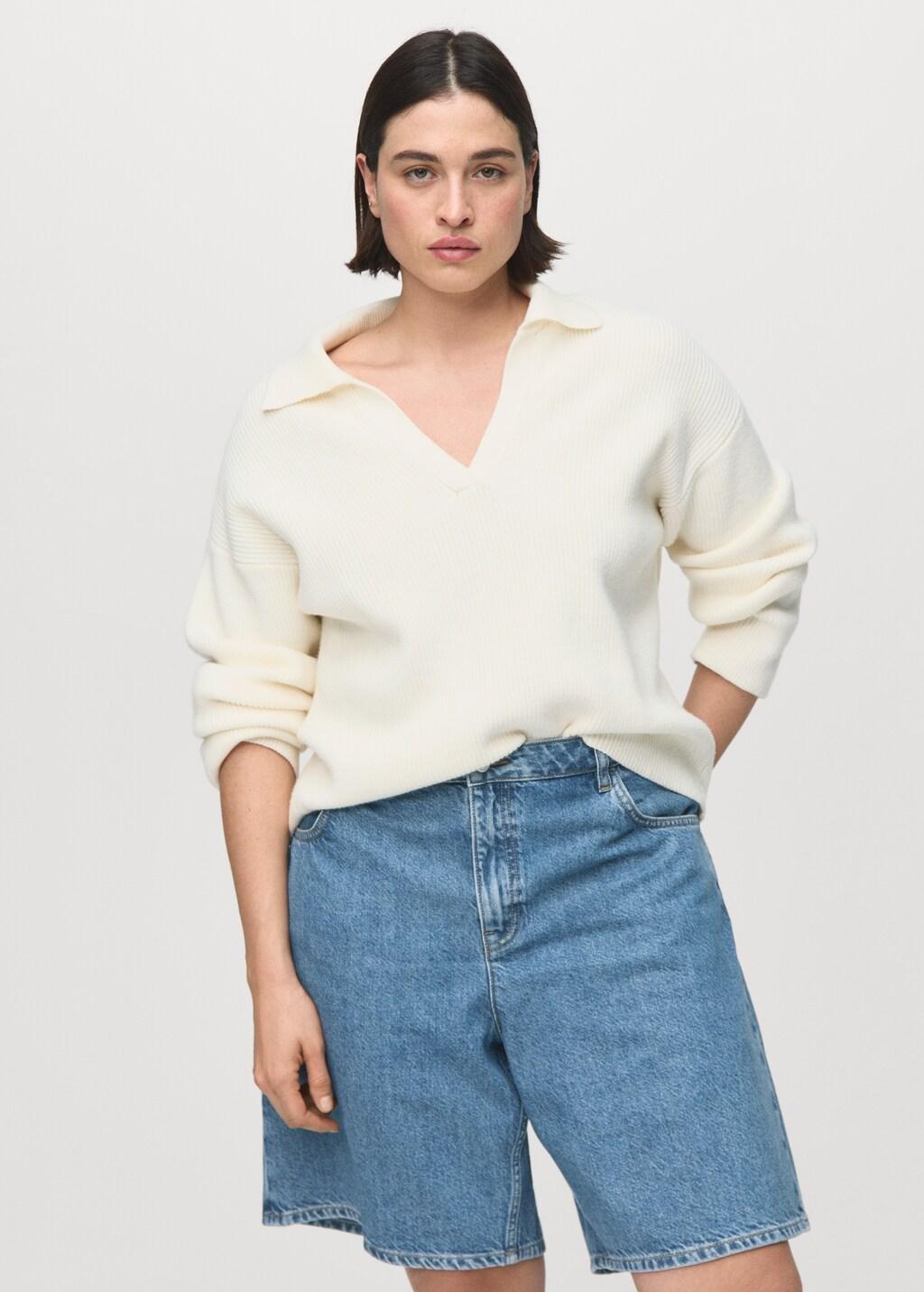 Blue High-Waist Straight-Fit Denim Shorts, Open Blue, large image number 6