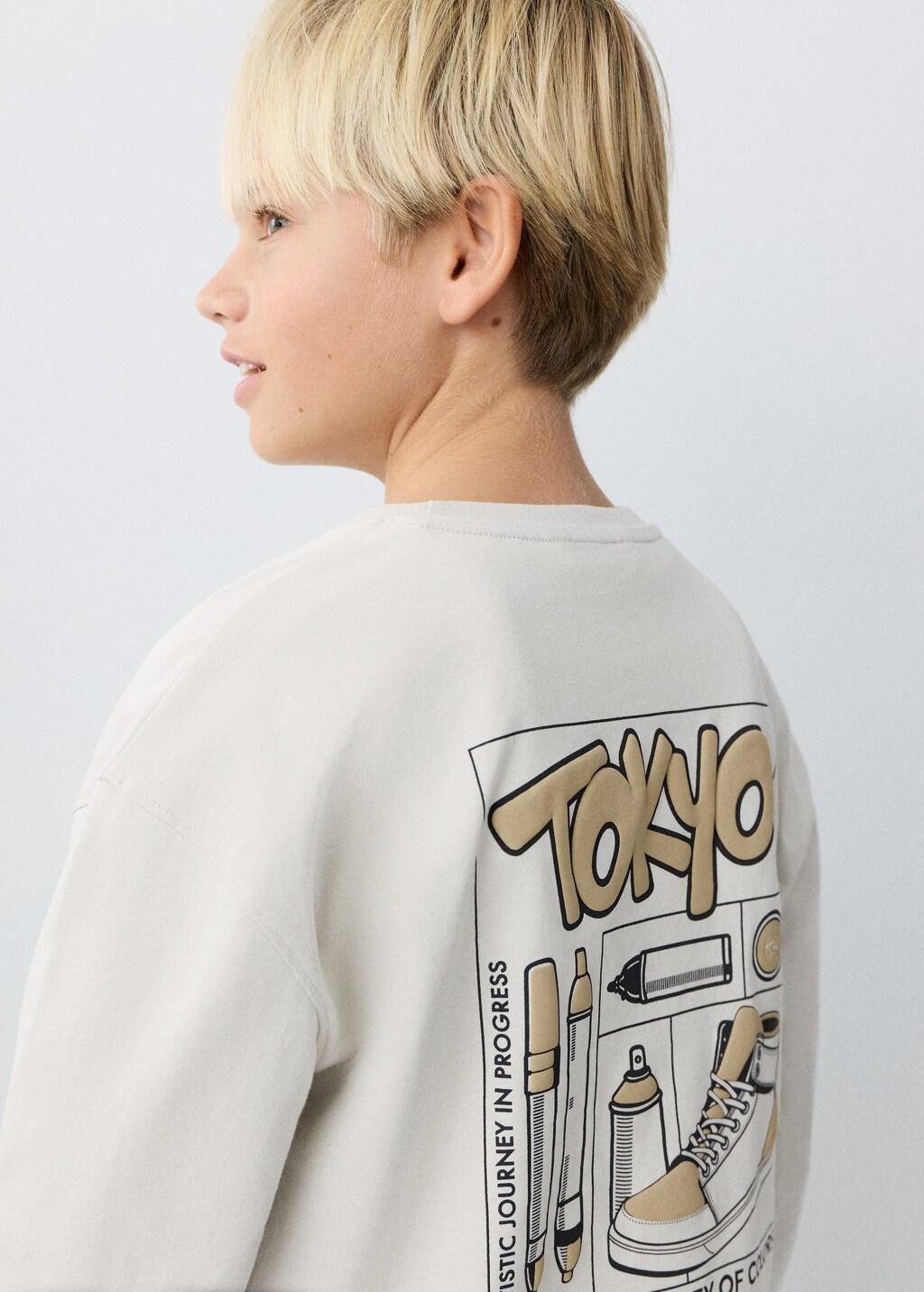 White Printed Cotton-Blend T-Shirt, Kids Boys, Natural White, large image number 4