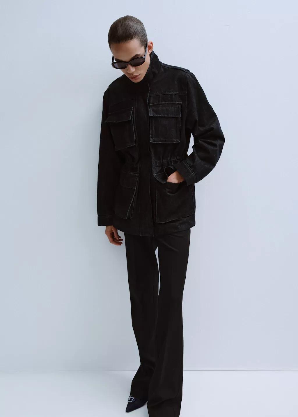 Blue Oversized Denim Parka With Pockets, Open Blue, large image number 0