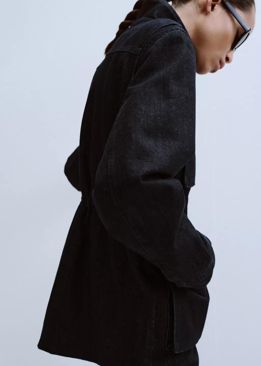 Blue Oversized Denim Parka With Pockets, Open Blue, large image number 6