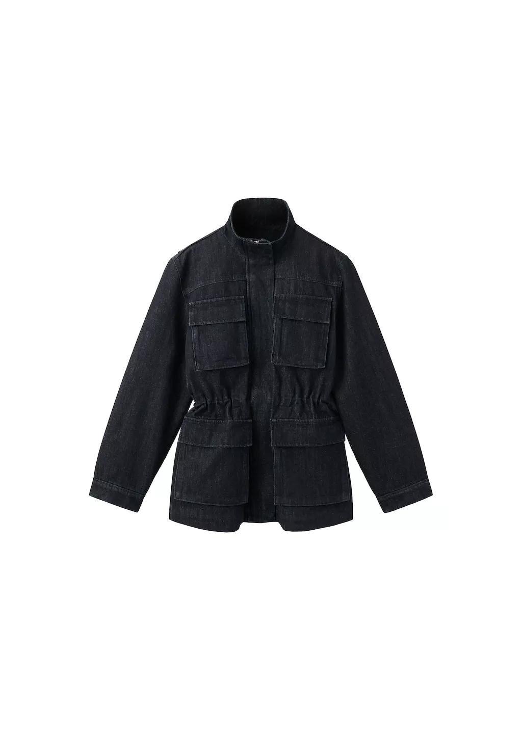 Blue Oversized Denim Parka With Pockets, Open Blue, large image number 7