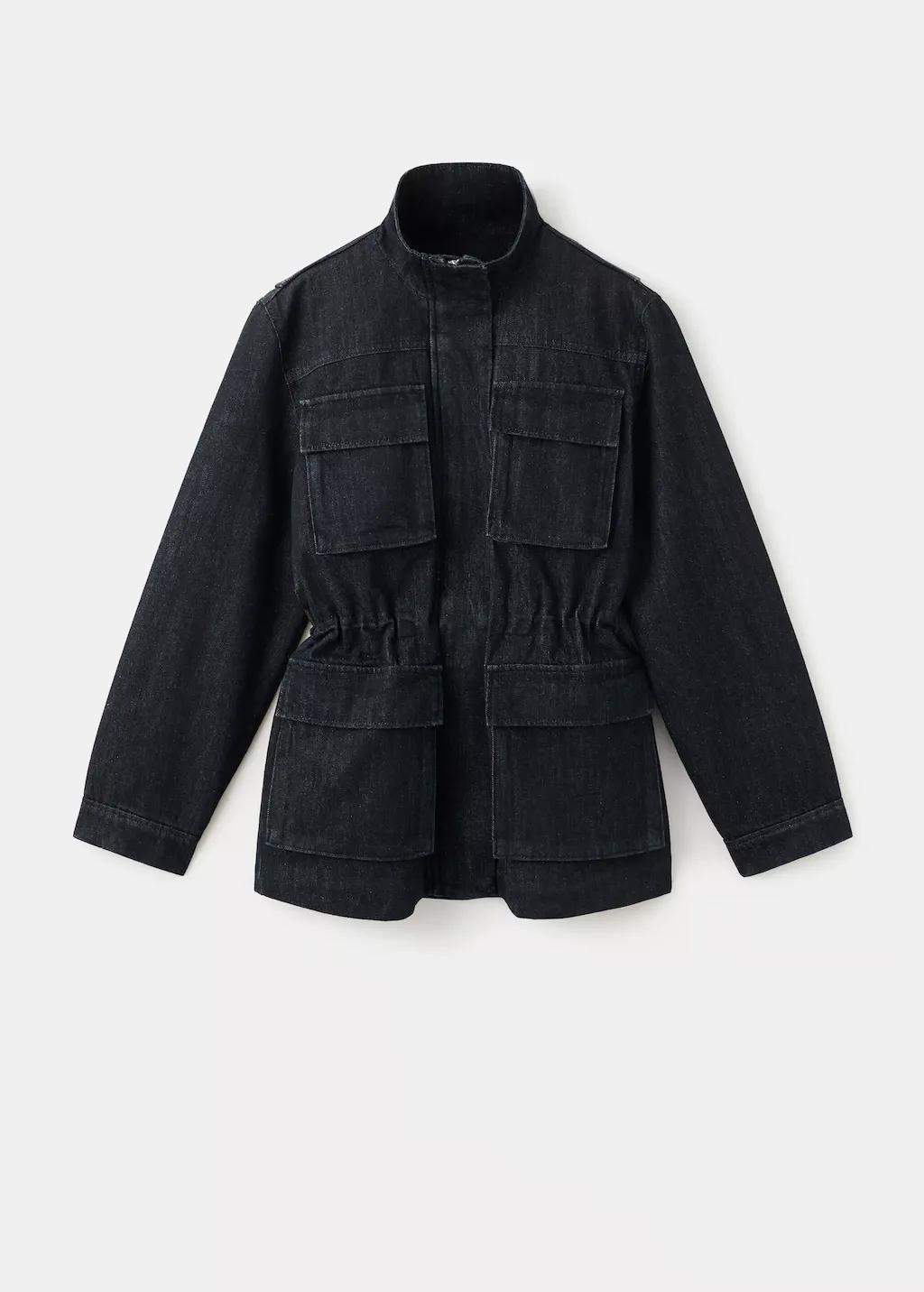 Blue Oversized Denim Parka With Pockets, Open Blue, large image number 8