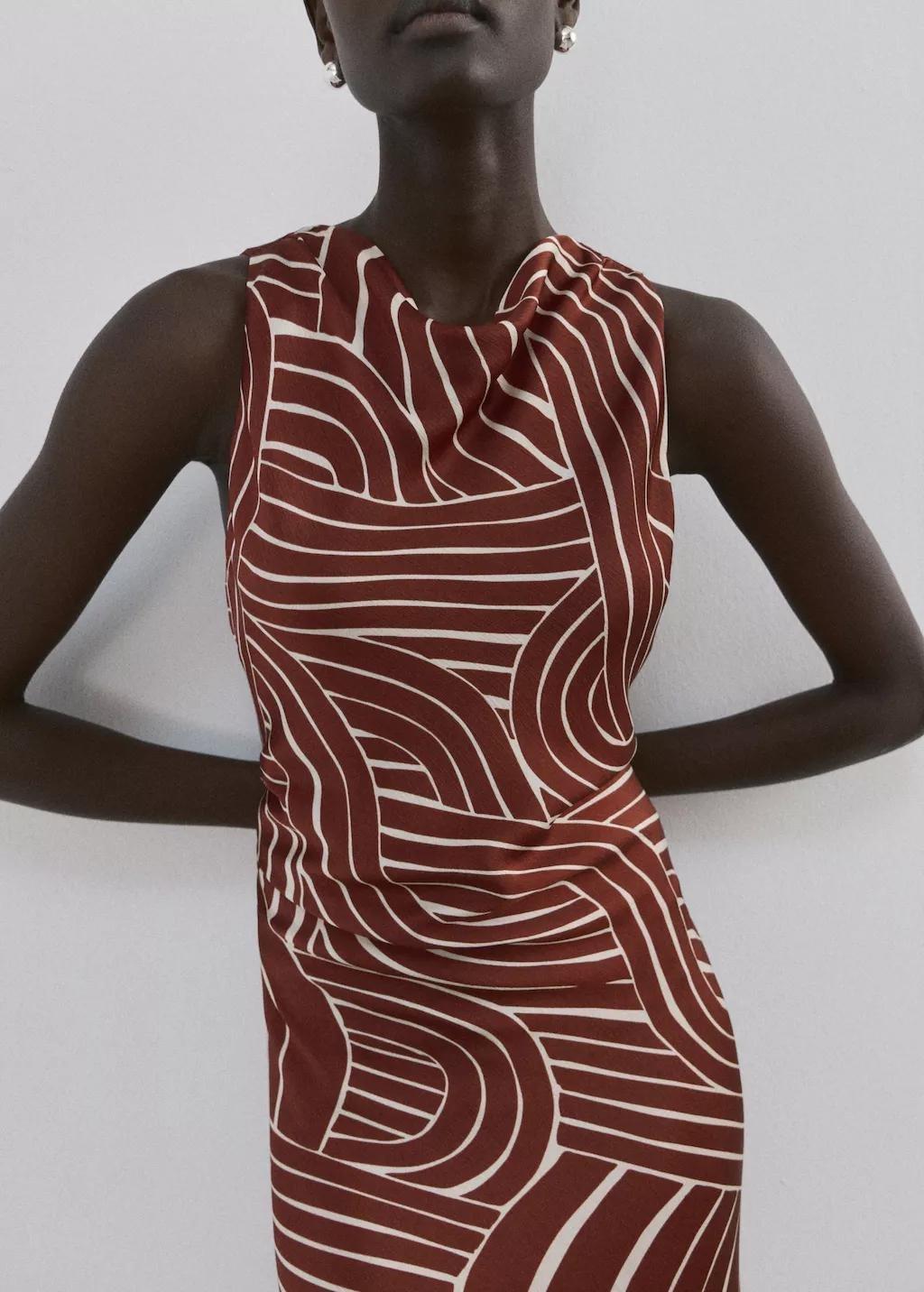 Red Geometric Print Dress, 0201_76, large image number 3