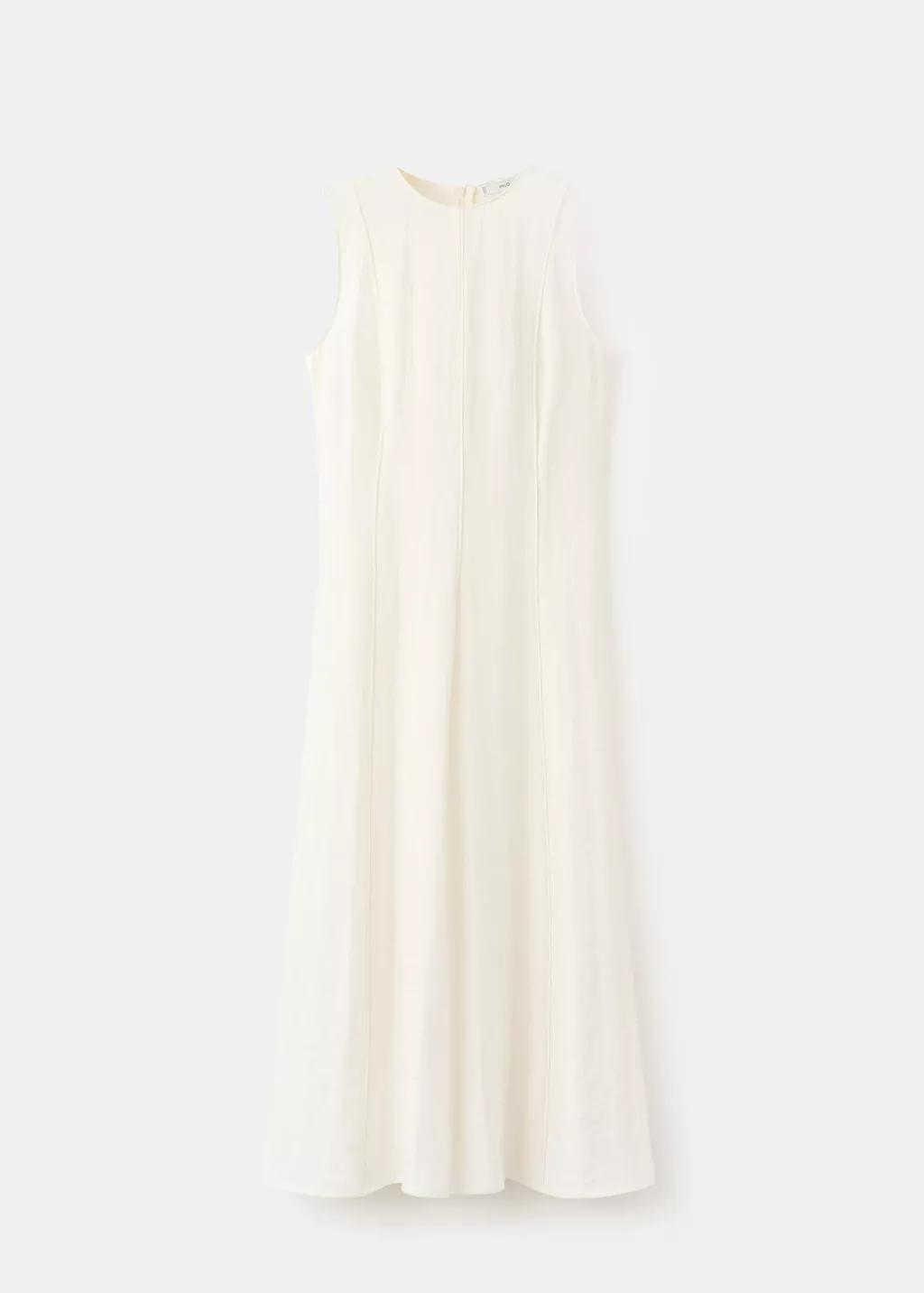 Beige A-Line Dress With Godets, Light Beige, large image number 7