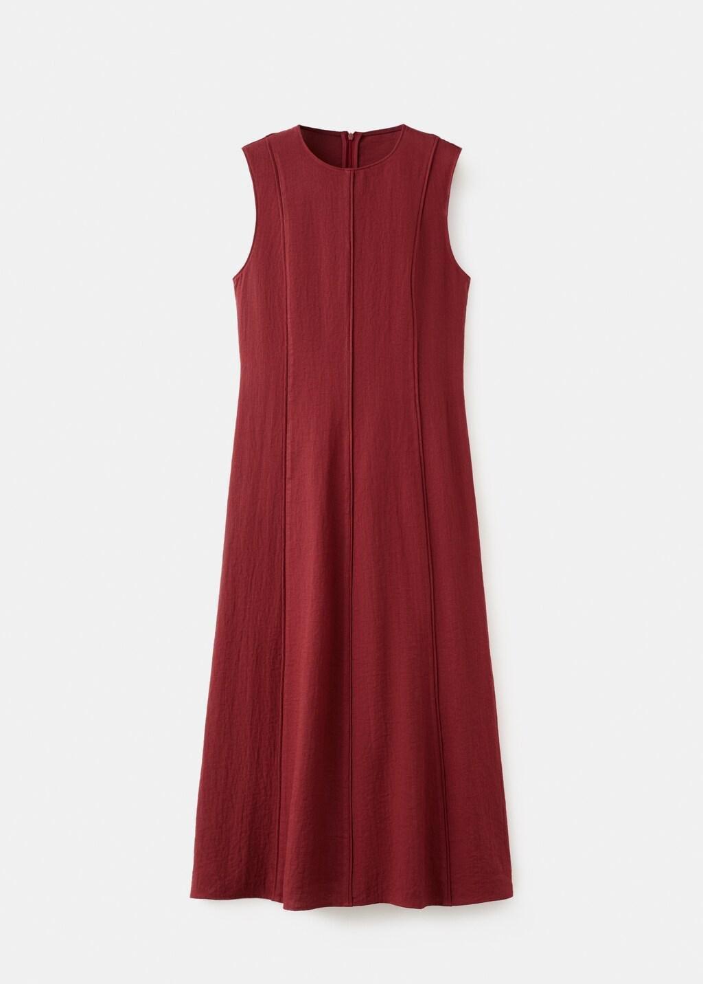 Red A-Line Dress With Godets, Dark Red, large image number 7