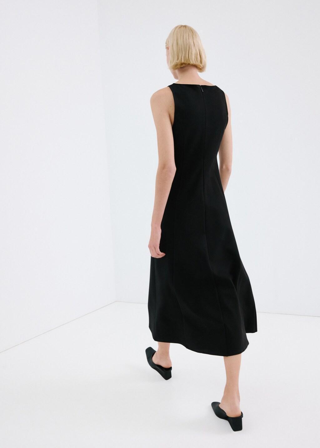 Black A-Line Dress With Godets, Black, medium
