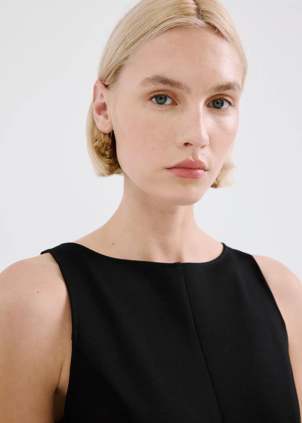 Black A-Line Dress With Godets, Black, large image number 6