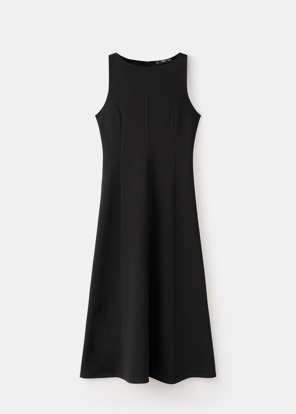 Black A-Line Dress With Godets, Black, large image number 8