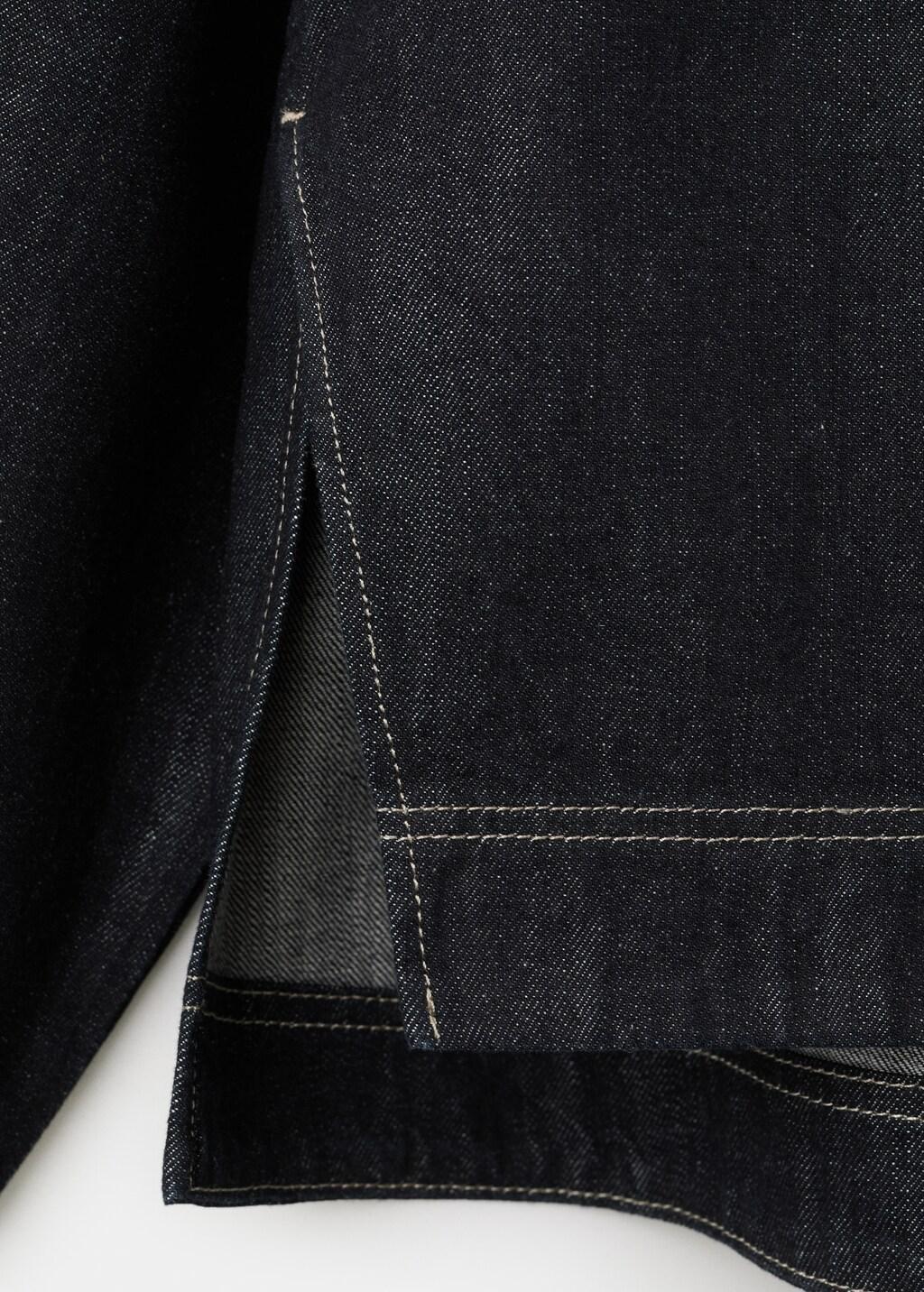 Black Denim Blouse With Knot Neck, Black, large image number 5