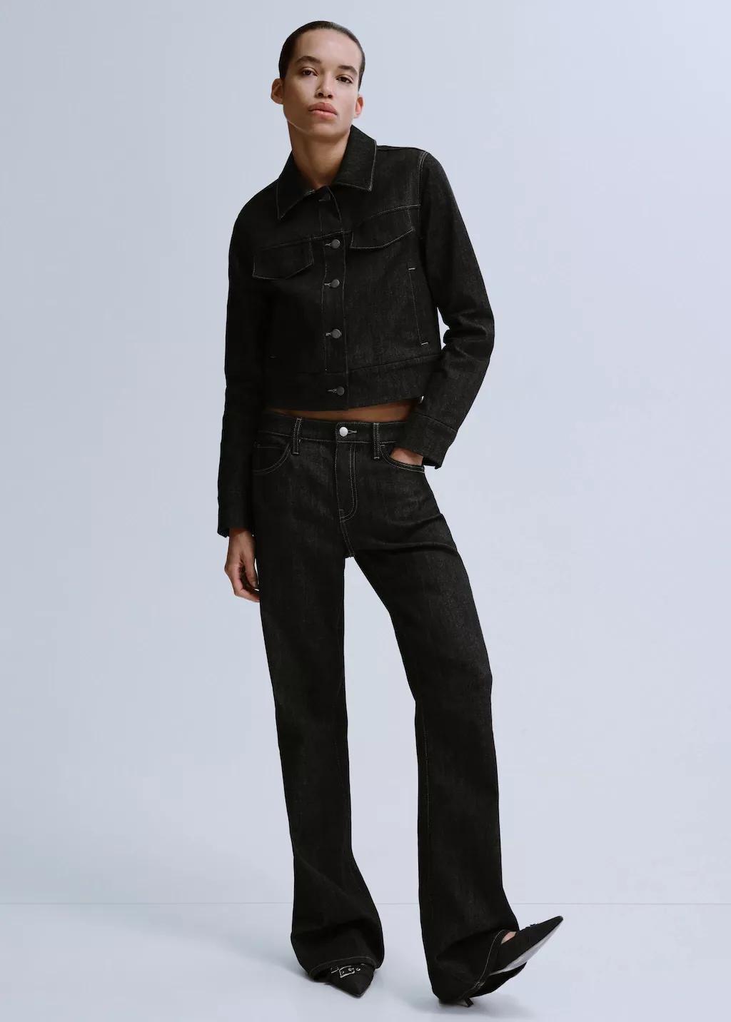 Black Mid-Rise Flared Jeans, 0201_99, large image number 0