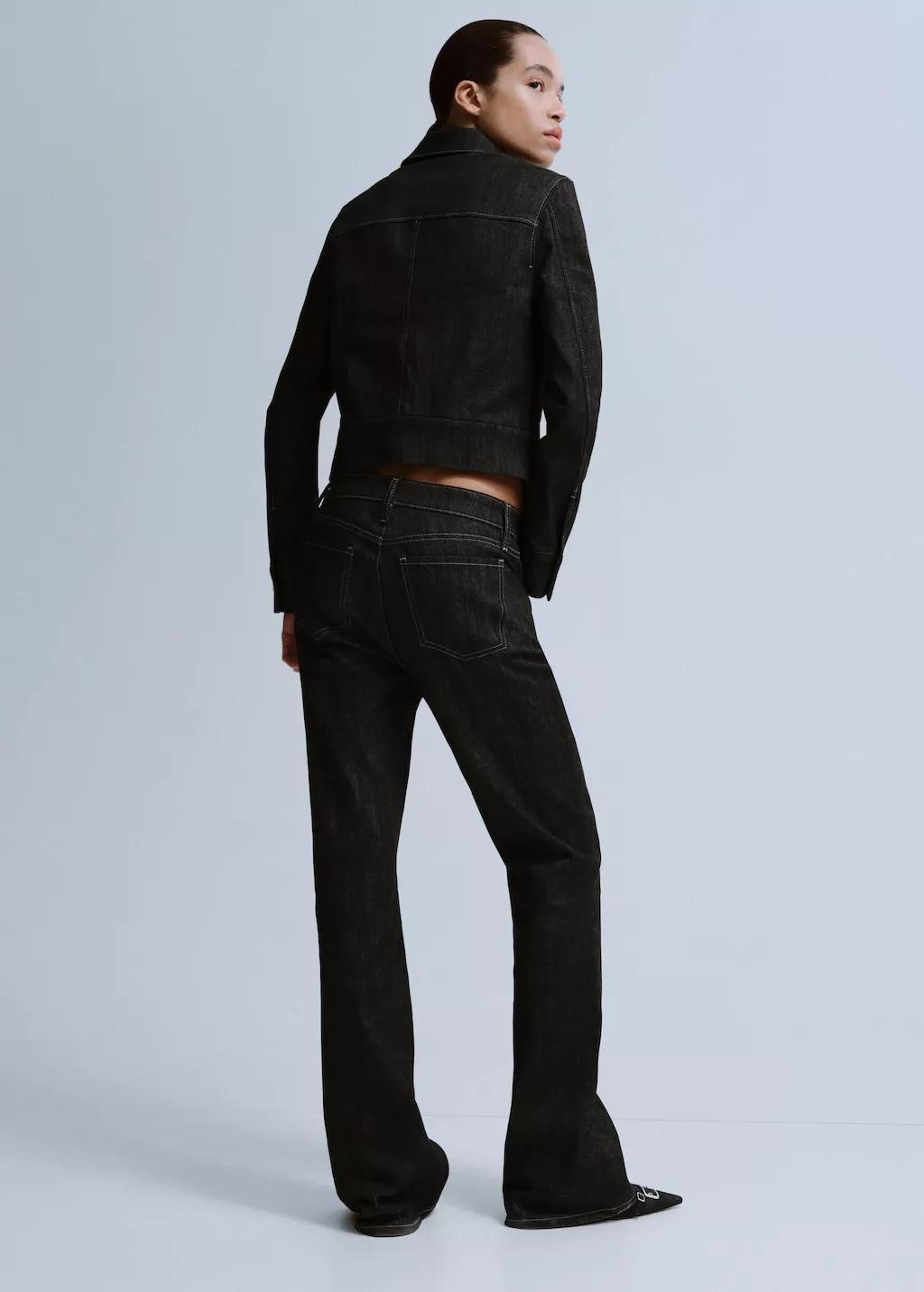 Black Mid-Rise Flared Jeans, 0201_99, large image number 2