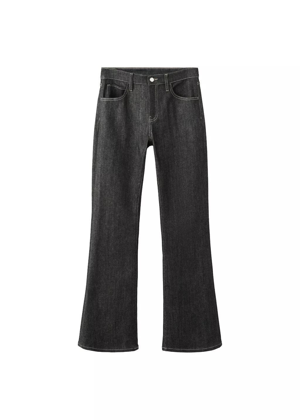 Black Mid-Rise Flared Jeans, 0201_99, large image number 8