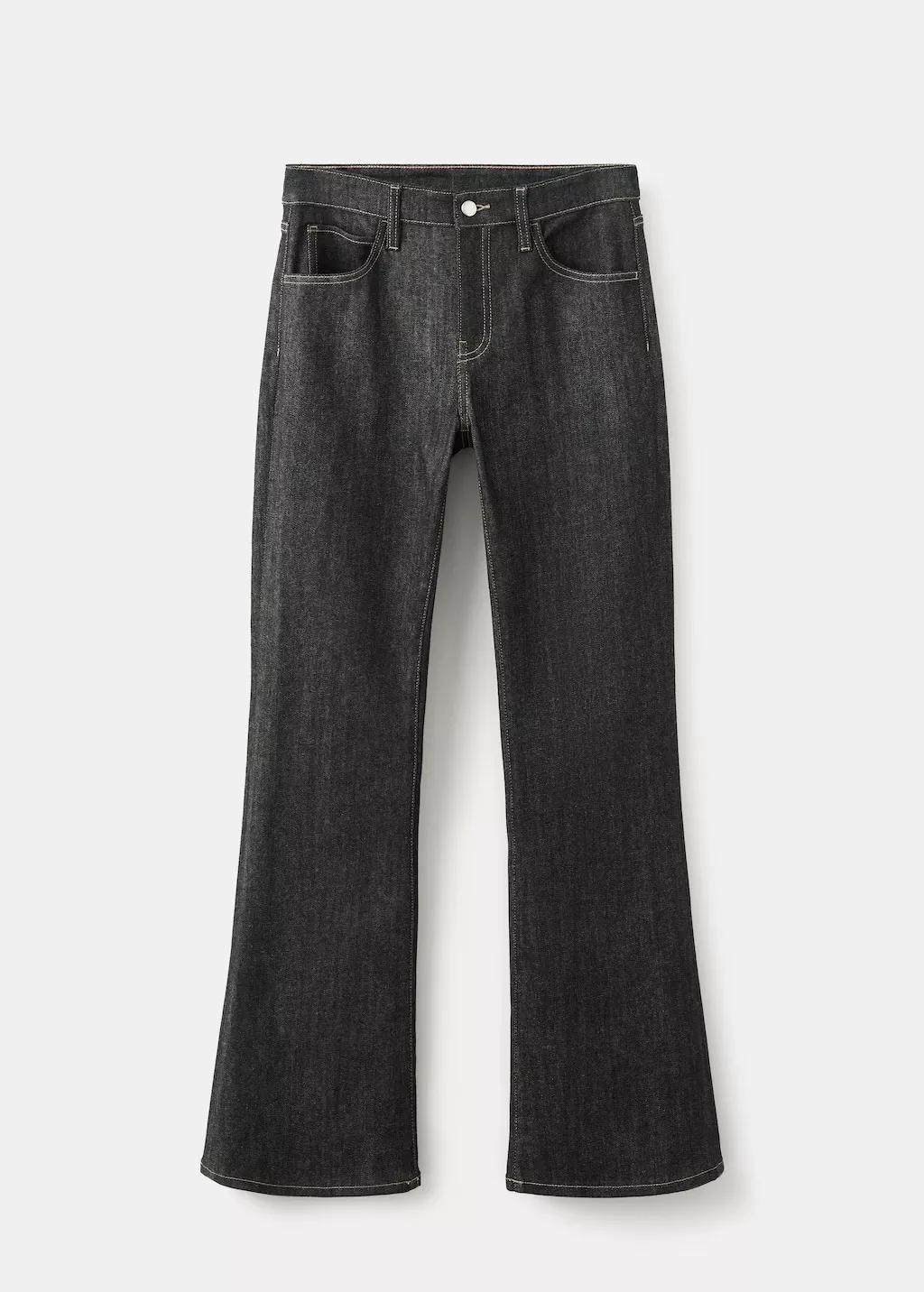 Black Mid-Rise Flared Jeans, Black, large image number 9