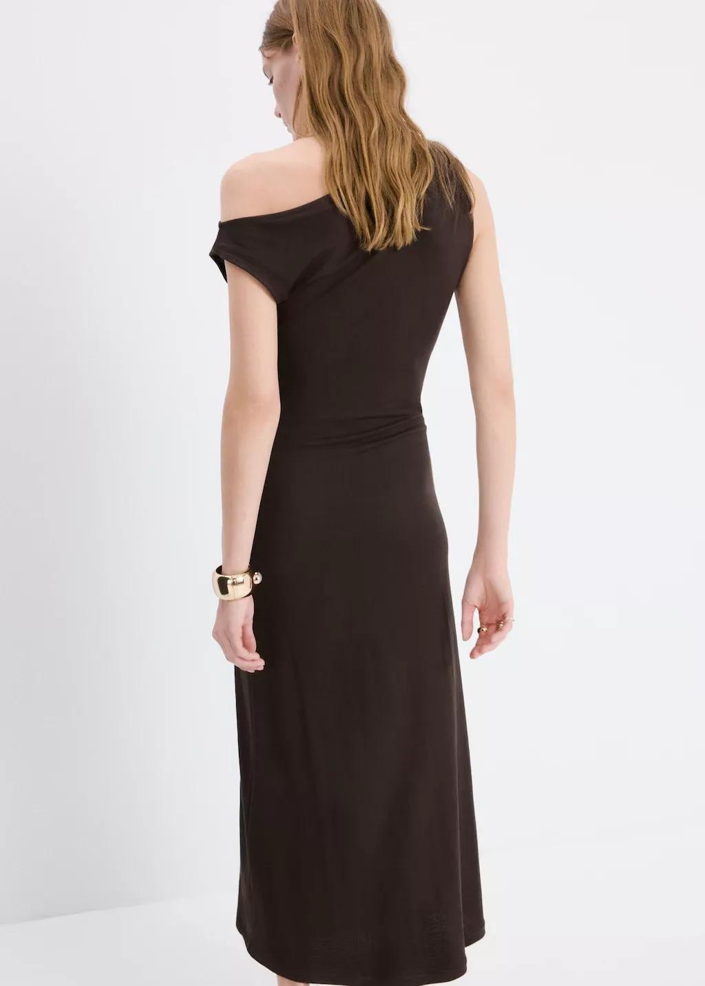 Brown Asymmetric Draped Gown, 0201_30, medium