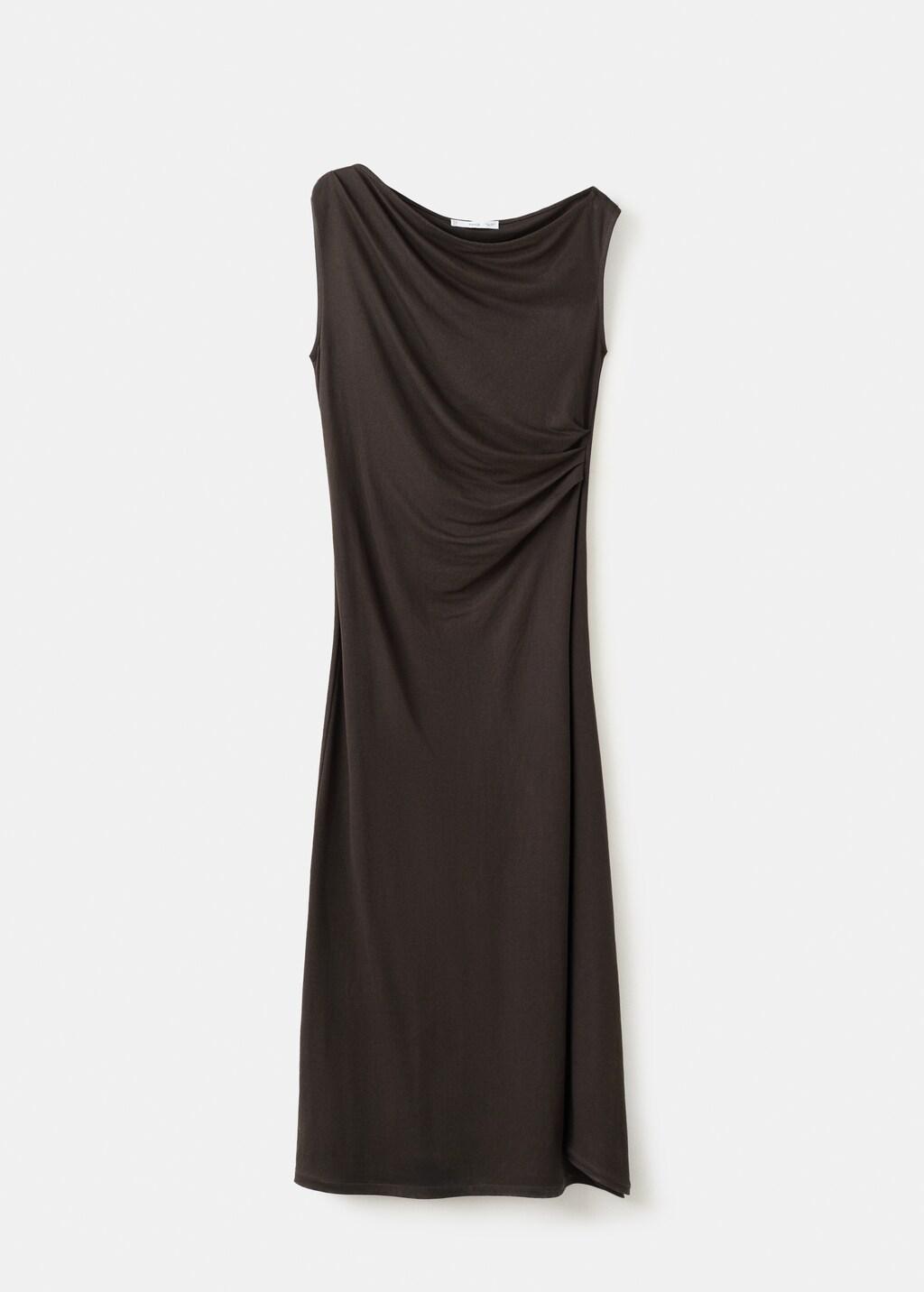Brown Asymmetric Draped Gown, 0201_30, large image number 7