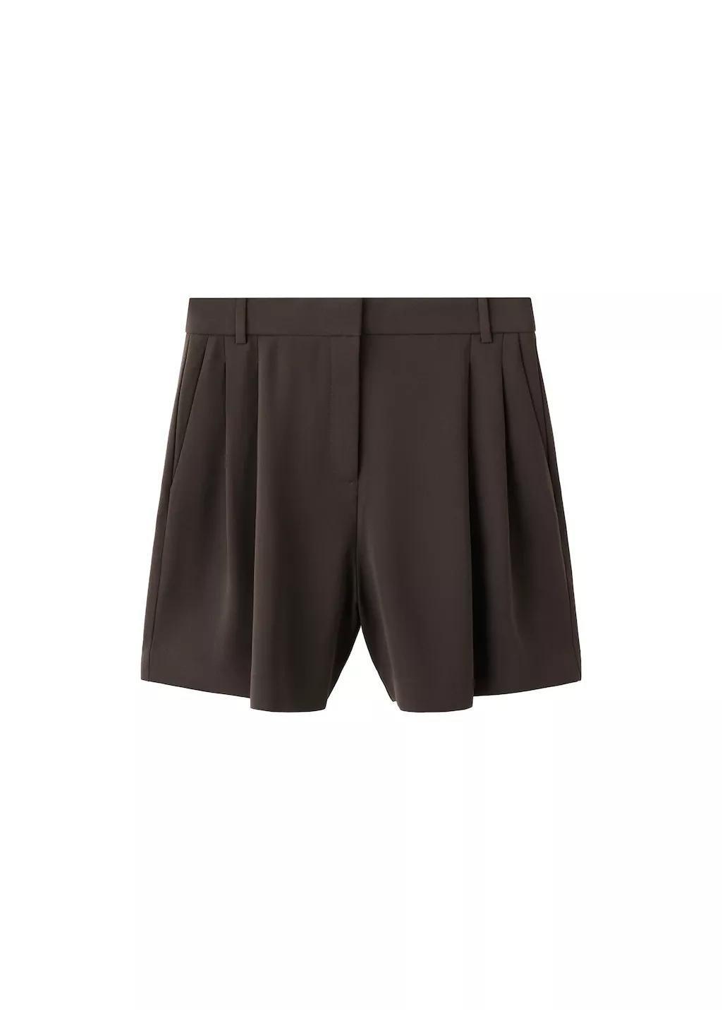 Brown Straight Leg Mid Rise Bermuda Shorts, Brown, large image number 5
