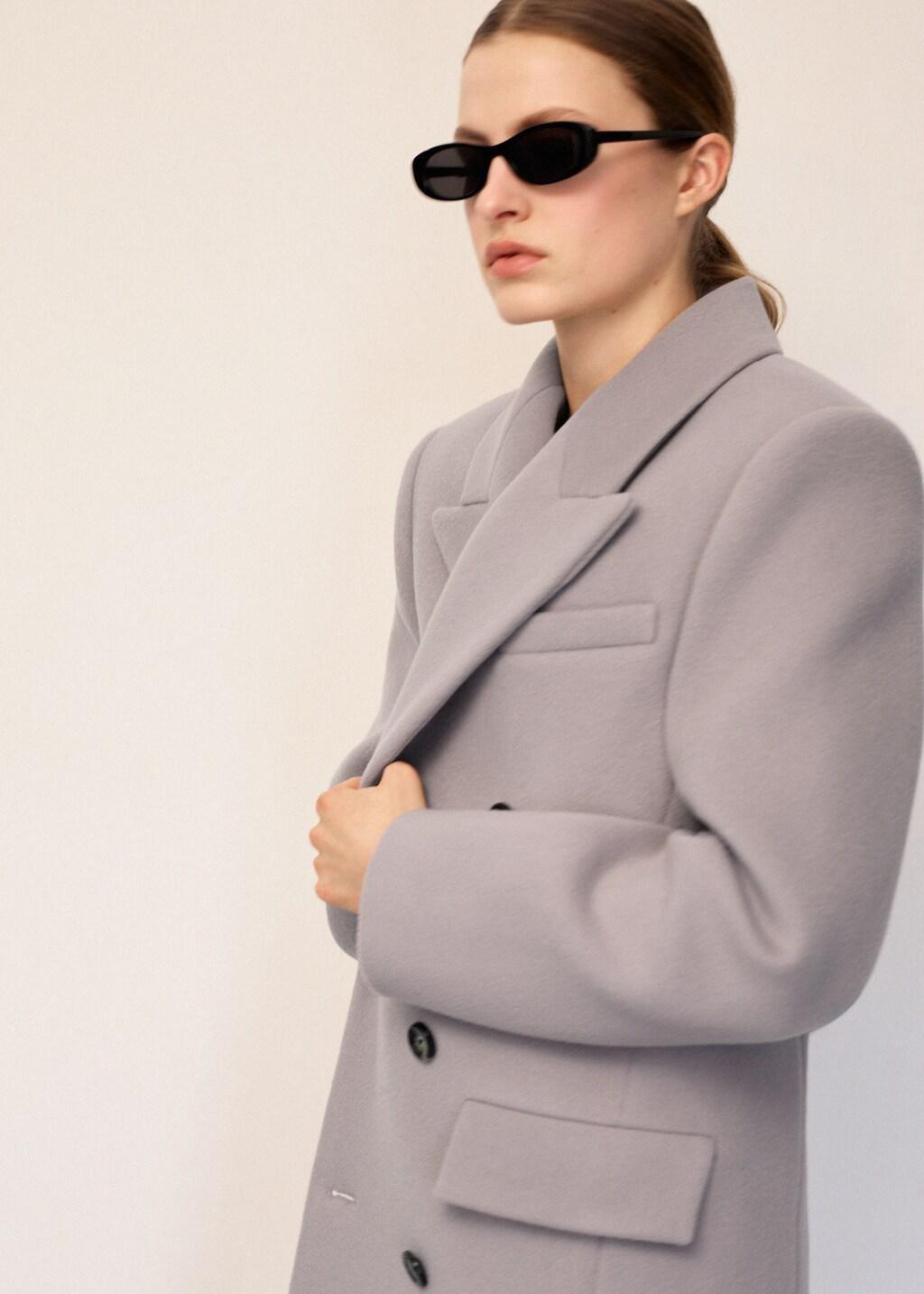 Brown Double-Breasted Wool Coat, Medium Brown, large image number 3