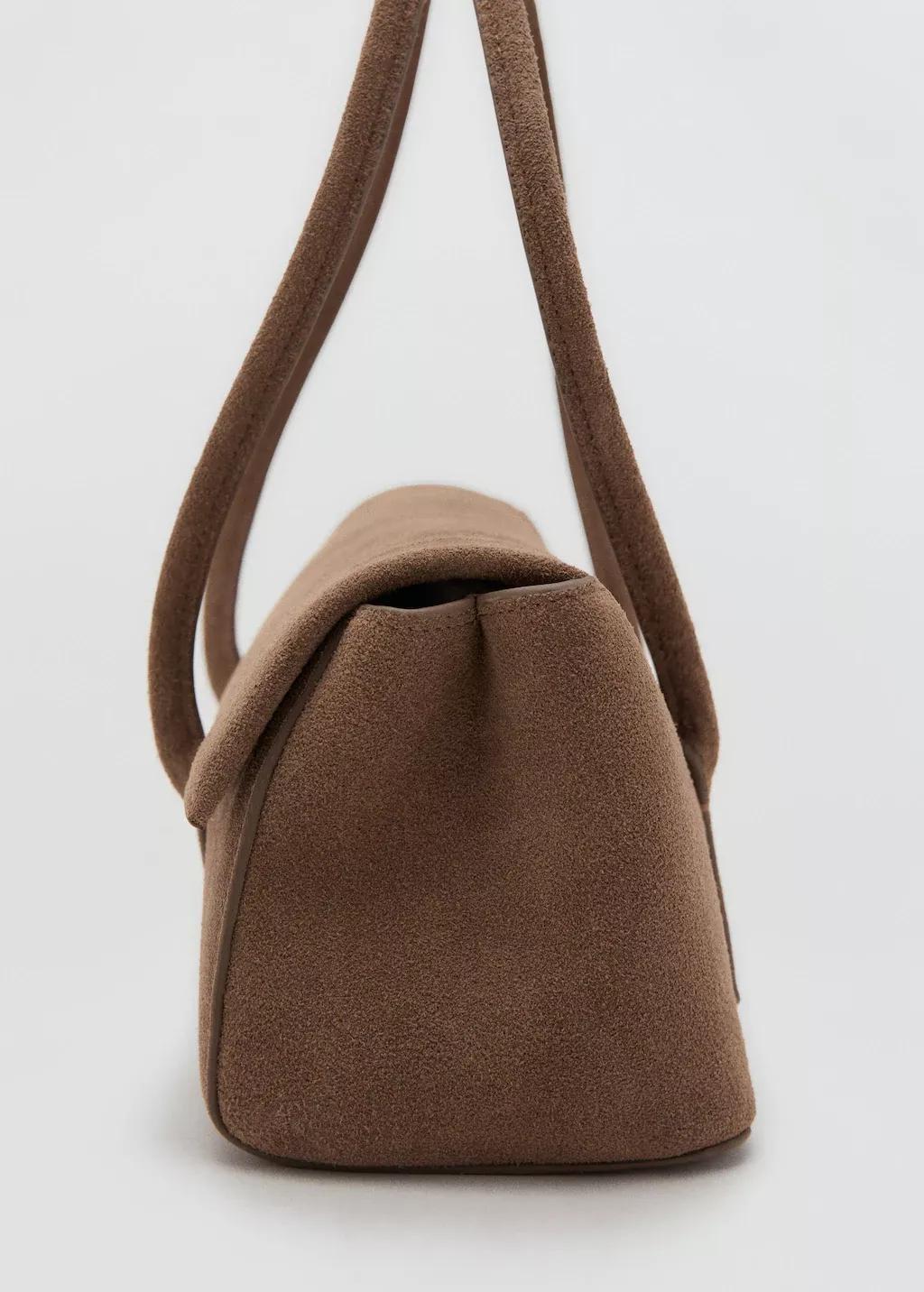 Brown Suede Shoulder Bag, Medium Brown, medium