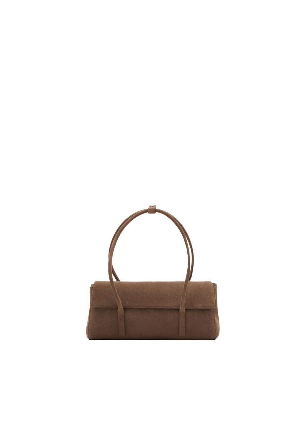 Brown Suede Shoulder Bag, Medium Brown, large image number 4