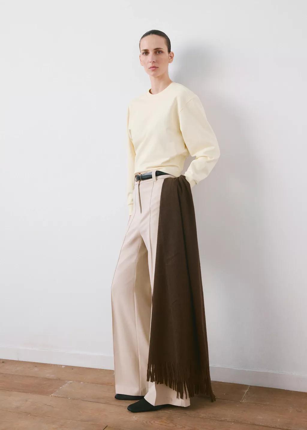 Yellow Round-Neck Cotton Sweatshirt, Yellow, large image number 0