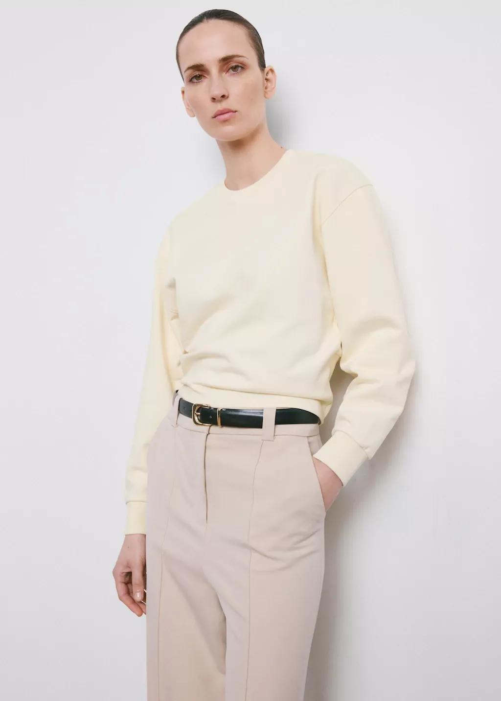 Yellow Round-Neck Cotton Sweatshirt, Yellow, large image number 3