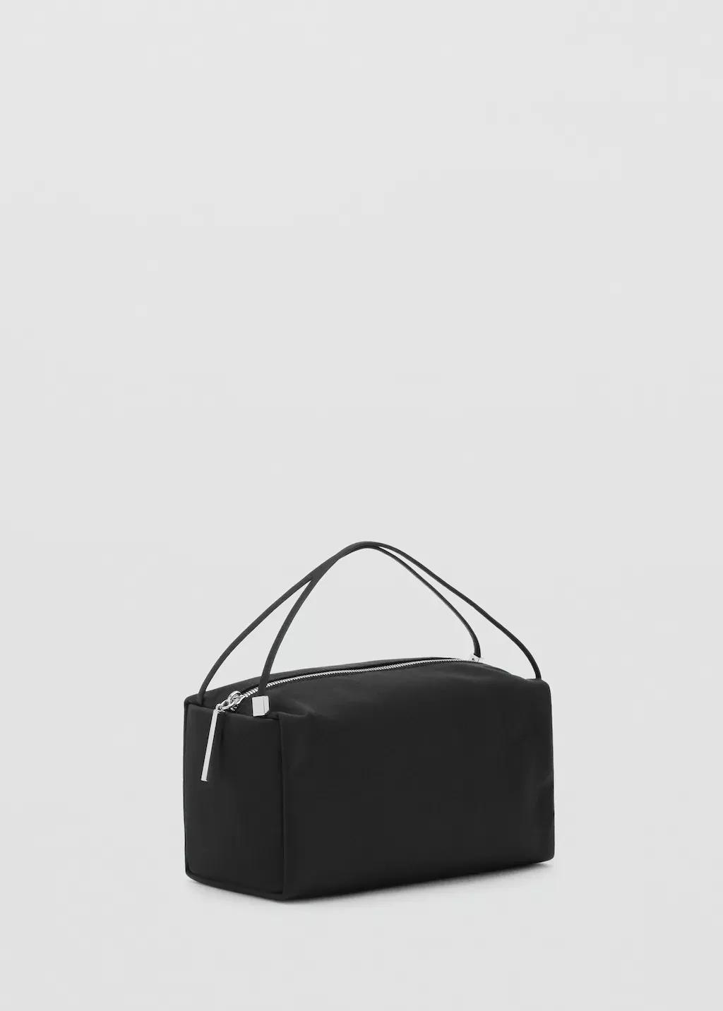 Black Small Nylon Shoulder Handbag, Black, large image number 0