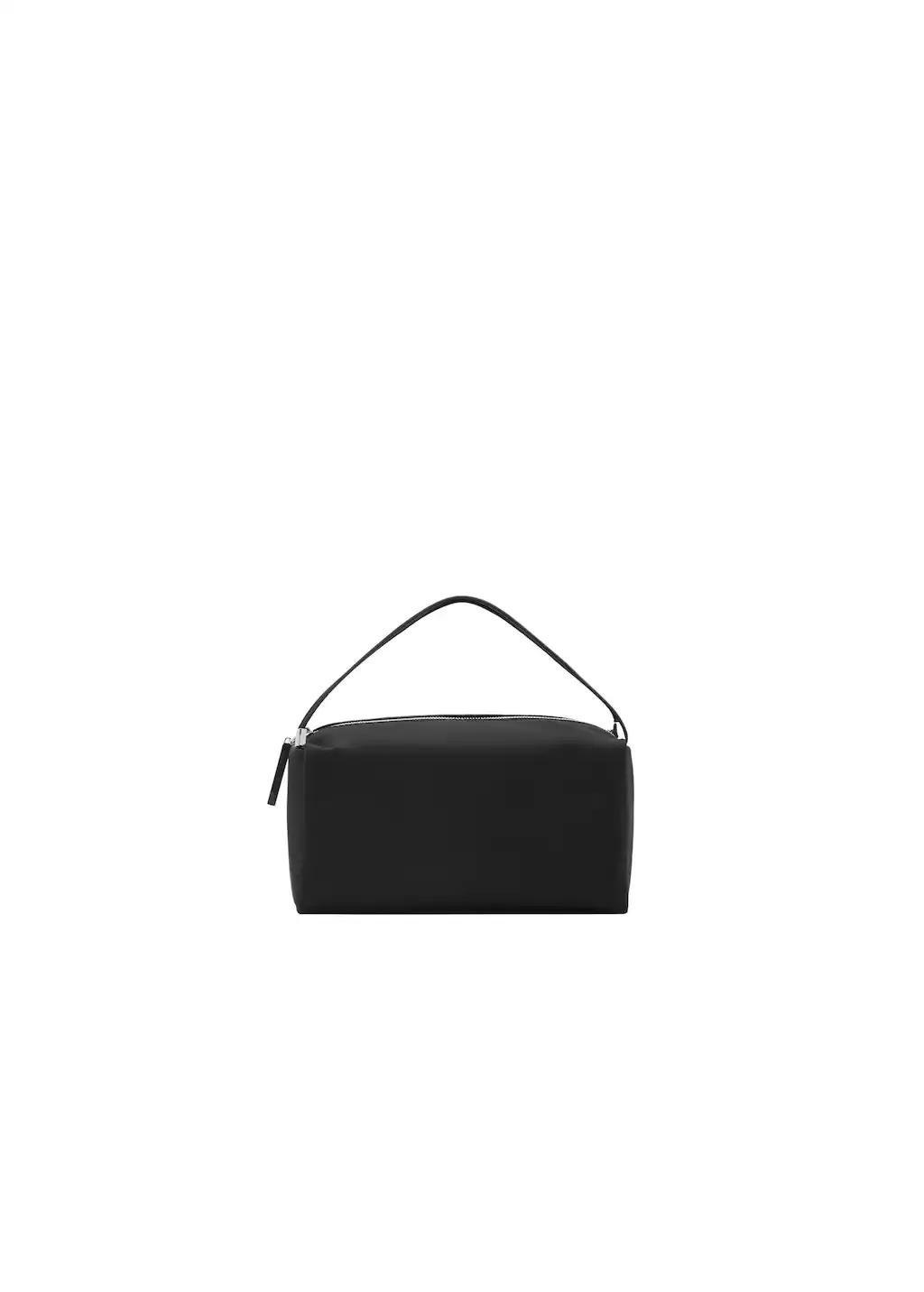Black Small Nylon Shoulder Handbag, Black, large image number 2