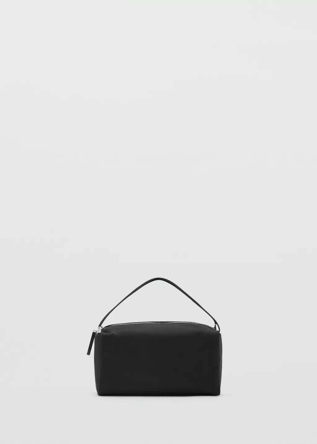 Black Small Nylon Shoulder Handbag, Black, large image number 3