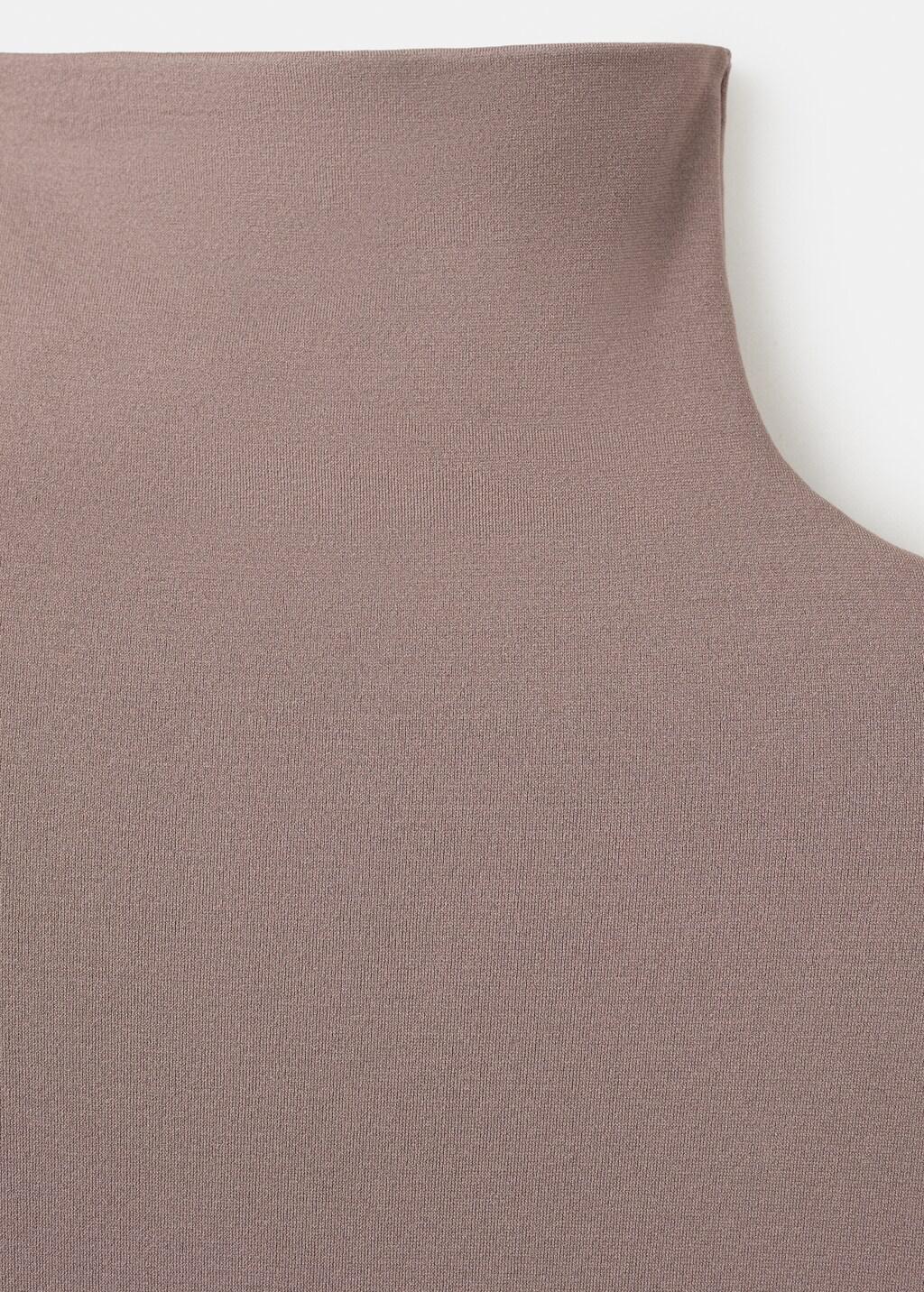 Brown Lt Pastel Fitted Turtleneck T-Shirt, Light Pastel Brown, medium
