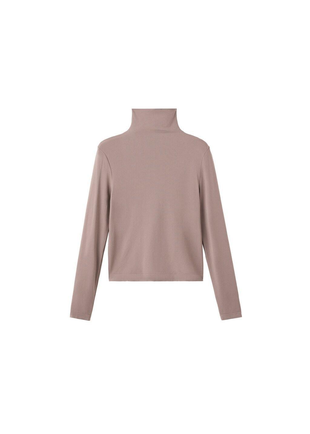 Brown Lt Pastel Fitted Turtleneck T-Shirt, Light Pastel Brown, large image number 6