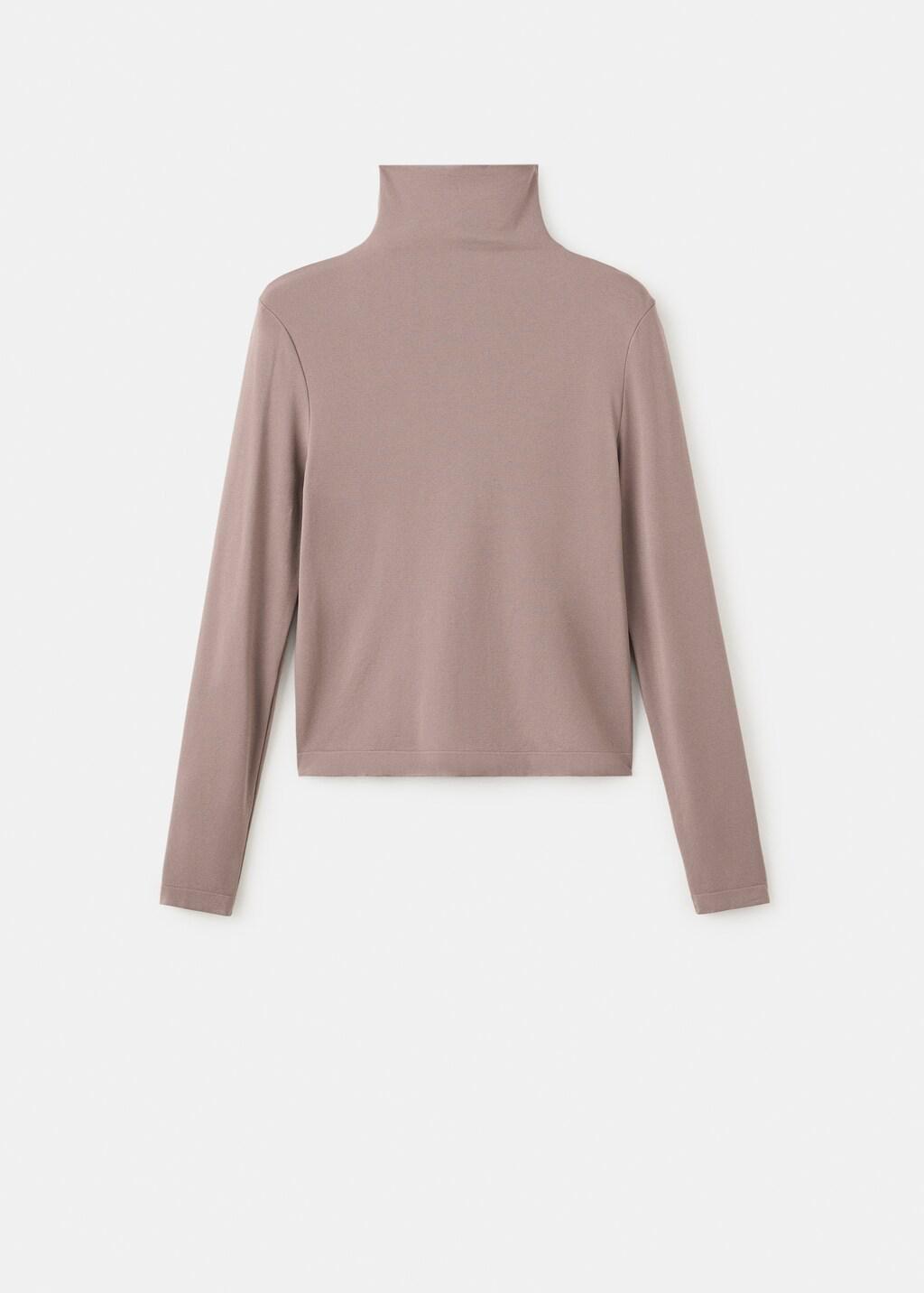 Brown Lt Pastel Fitted Turtleneck T-Shirt, Light Pastel Brown, large image number 7