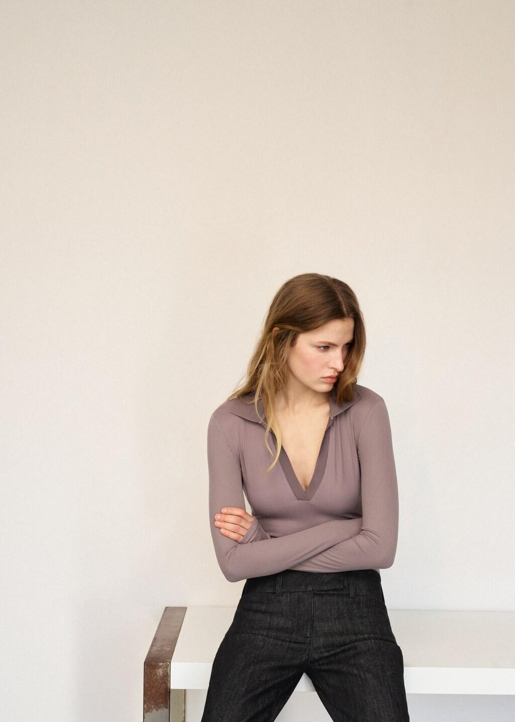 Brown Lt Pastel V-Neck Bodysuit, Light Pastel Brown, large image number 3