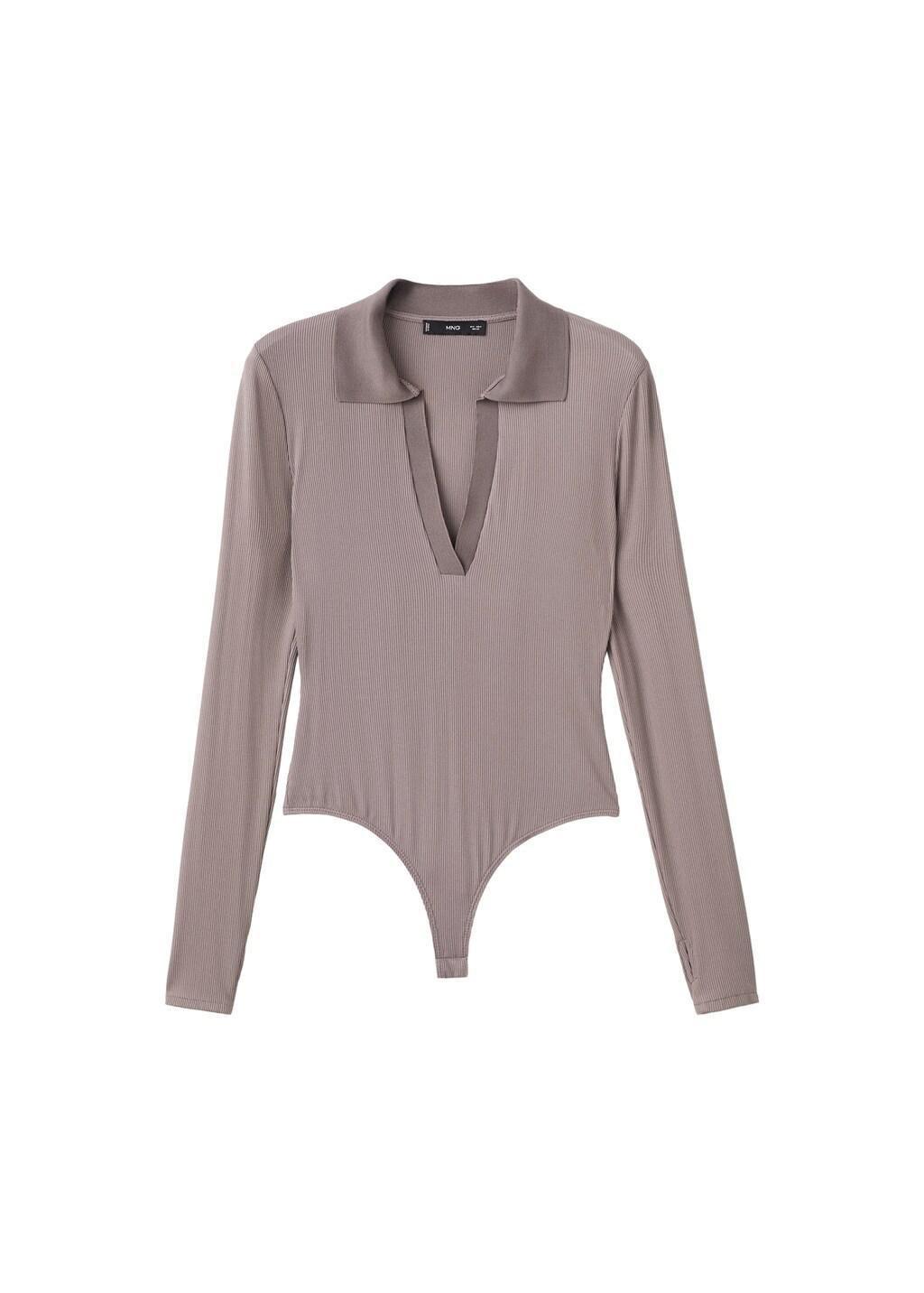 Brown Lt Pastel V-Neck Bodysuit, Light Pastel Brown, large image number 5