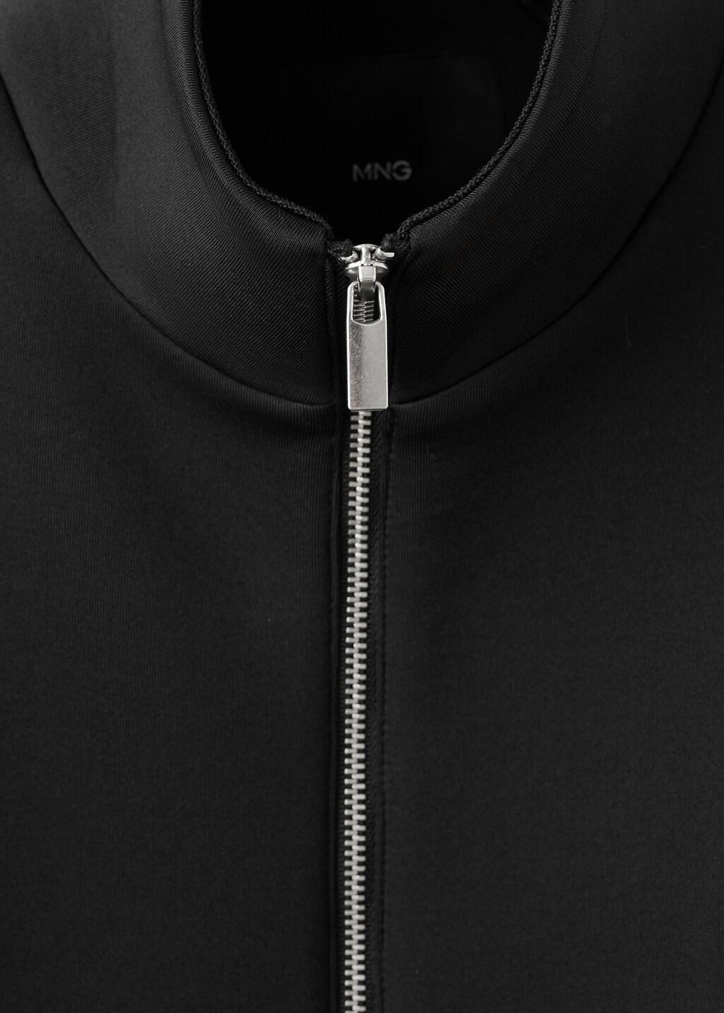 Black Oversized Bomber Jacket, Black, large image number 1