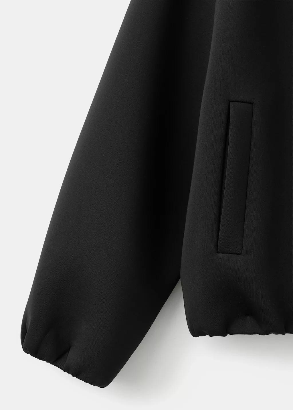 Black Oversized Bomber Jacket, Black, large image number 4