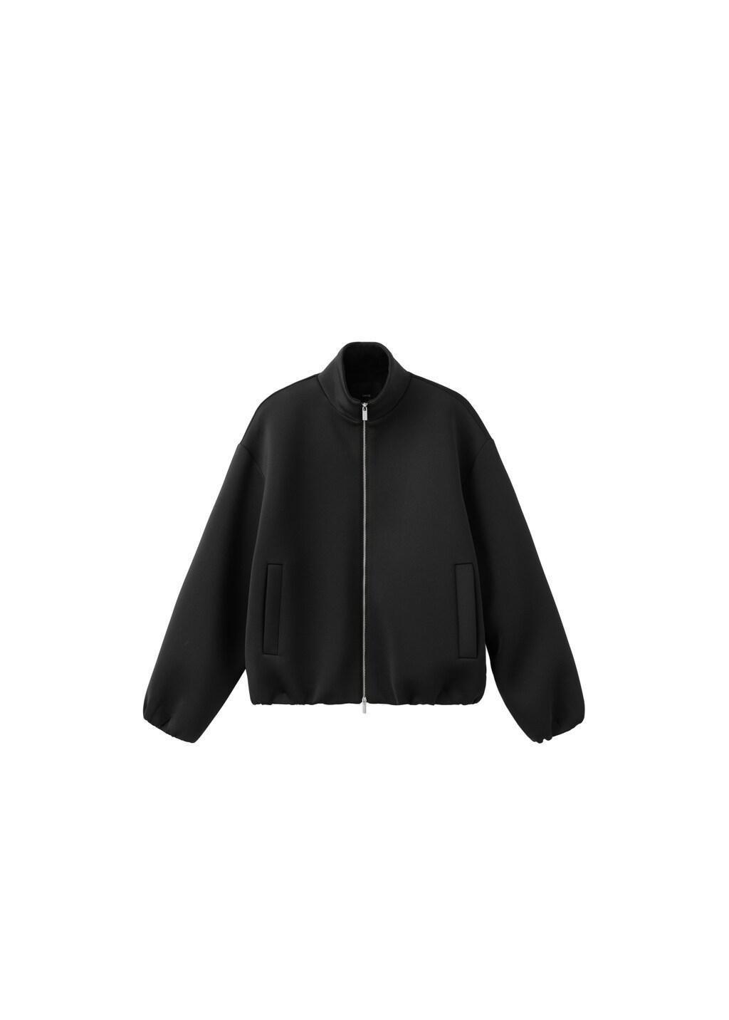 Black Oversized Bomber Jacket, Black, large image number 5