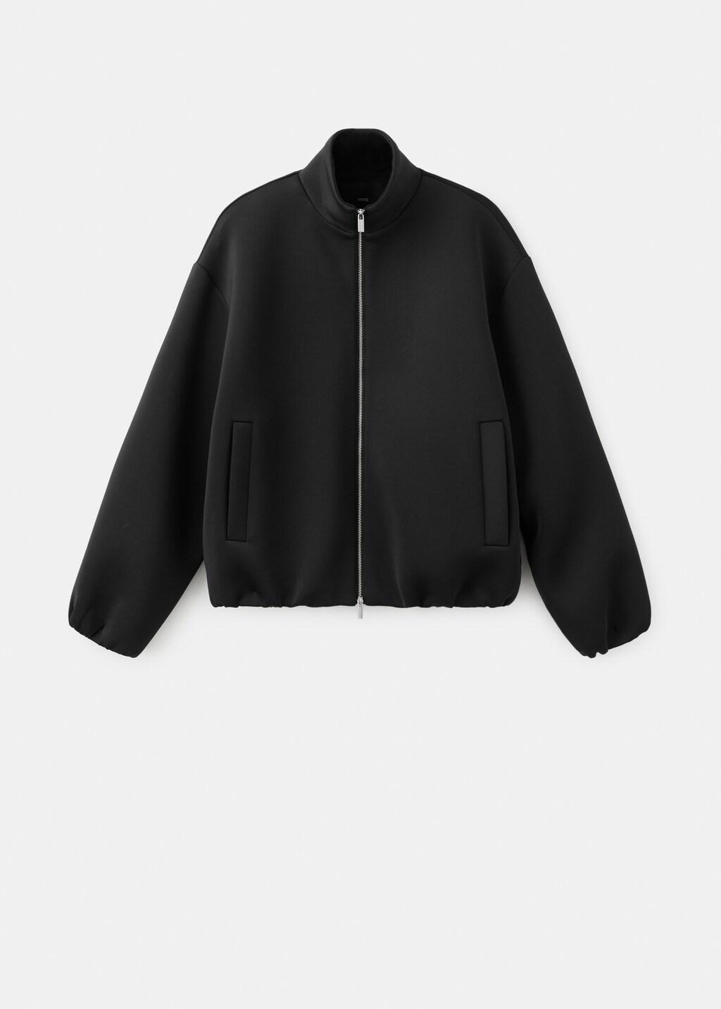 Black Oversized Bomber Jacket, Black, large image number 6