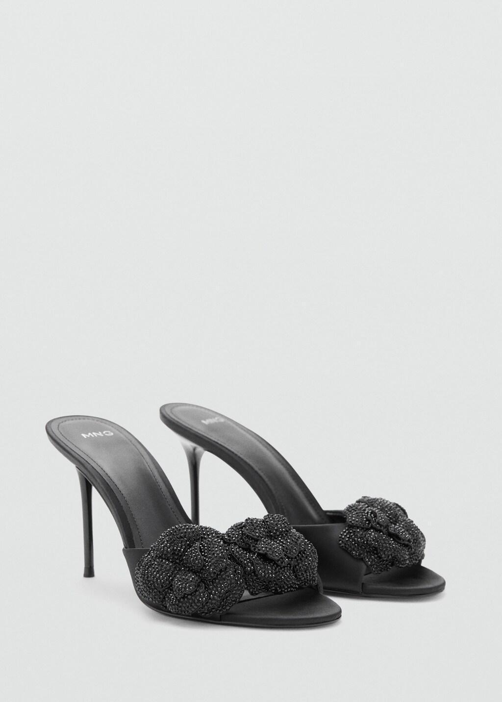 Black Sandals With Flower Strap, 0201_99, medium